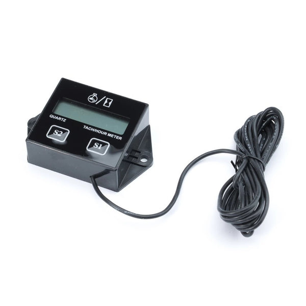 Motorcycle Hour Meter Tachometer 12V CAR LCD Display Engine Digital Spark Plugs Inductive Recorder Tach Gauge