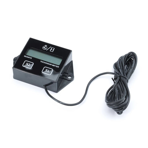 Motorcycle Hour Meter Tachometer 12V CAR LCD Display Engine Digital Spark Plugs Inductive Recorder Tach Gauge