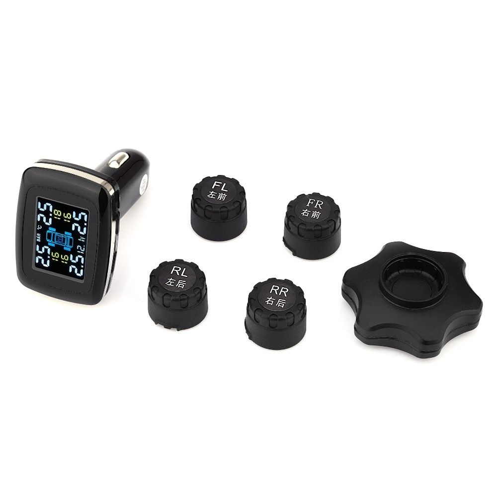 Motor Car TPMS Tire Pressure Monitor System Cigarette Lighter 4 External Sensor