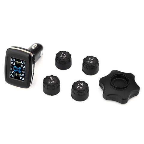 Motor Car TPMS Tire Pressure Monitor System Cigarette Lighter 4 External Sensor