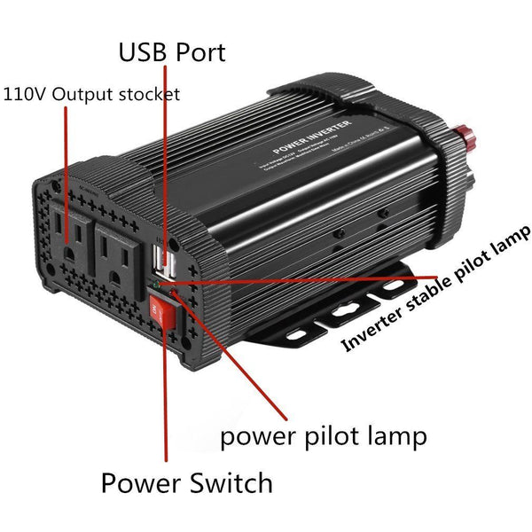 1000 2000 Watt Powk Power Charging Inverter DC 12V to AC 110V for Car Truck RV