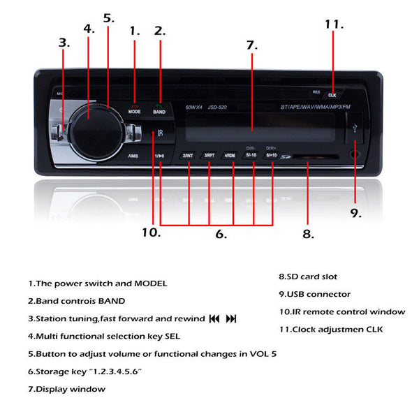 Bluetooth Car Stereo Audio DIN In Dash FM Aux Input Receiver SD USB MP3 Radio