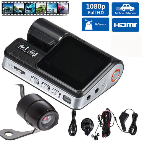 170 Degree Car DVR Dash Cam Recorder 1080p LED Night Vision G sensor Rear Camera