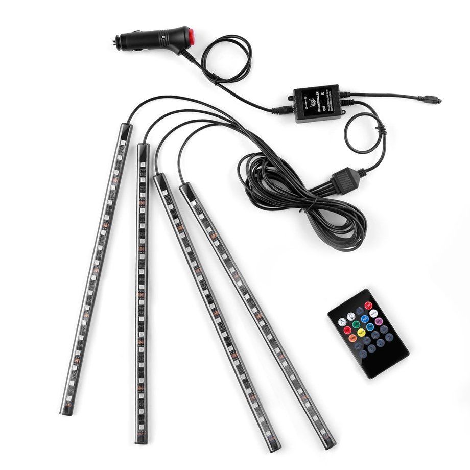 18 LED Car Color Change Interior Neon Strip Lights Kit Sounds Active Activated