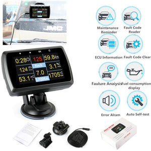 OBD2 Code Reader HUD Head Up Display Monitor Fuel Speedometer Water Temp Tool