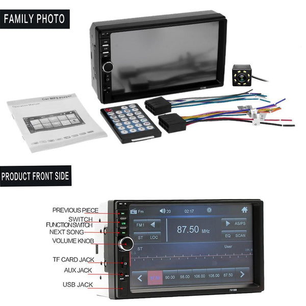7 inch 2DIN Car MP3 MP5 USB Player FM Bluetooth Touch Screen Camera Stereo Radio