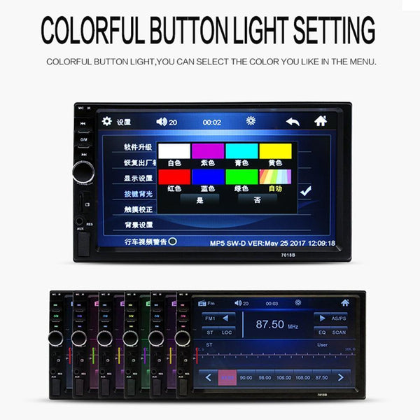7 inch 2DIN Car MP3 MP5 USB Player FM Bluetooth Touch Screen Camera Stereo Radio