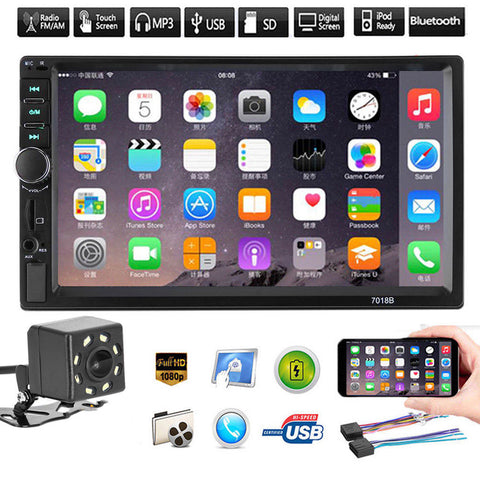 7 inch 2DIN Car MP3 MP5 USB Player FM Bluetooth Touch Screen Camera Stereo Radio