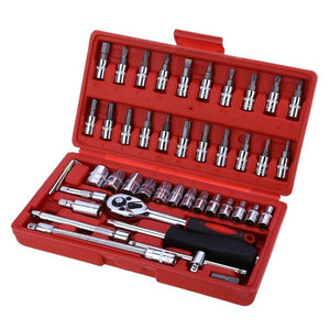 Spanner Socket Vehicle Car Hand Repair Tool Ratchet Set Torque Wrench Set Box