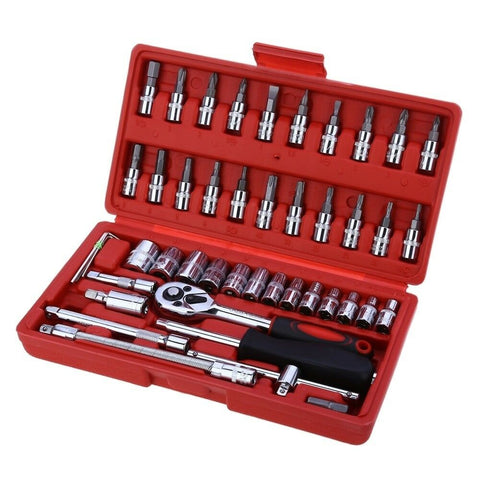 Spanner Socket Vehicle Car Hand Repair Tool Ratchet Set Torque Wrench Set Box