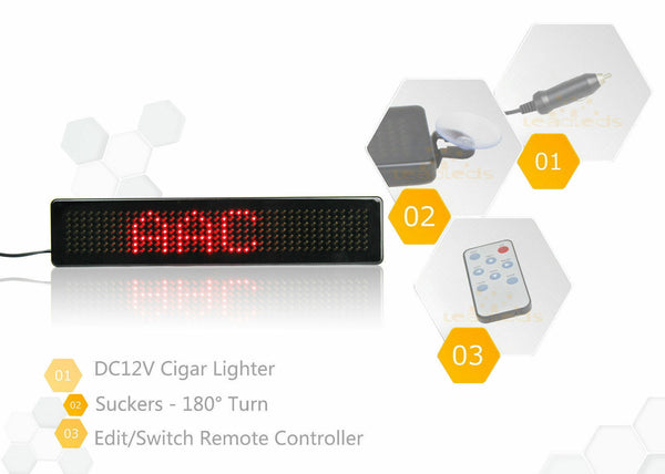 Motor Car LED Sign IR Remote Programmable Message Moving Scrolling Display Board