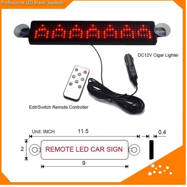Motor Car LED Sign IR Remote Programmable Message Moving Scrolling Display Board