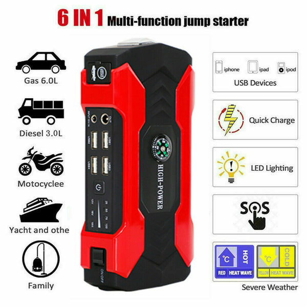 Start Motor Car Jump Starter Portable Charger Power Bank Camp LED Flash Light
