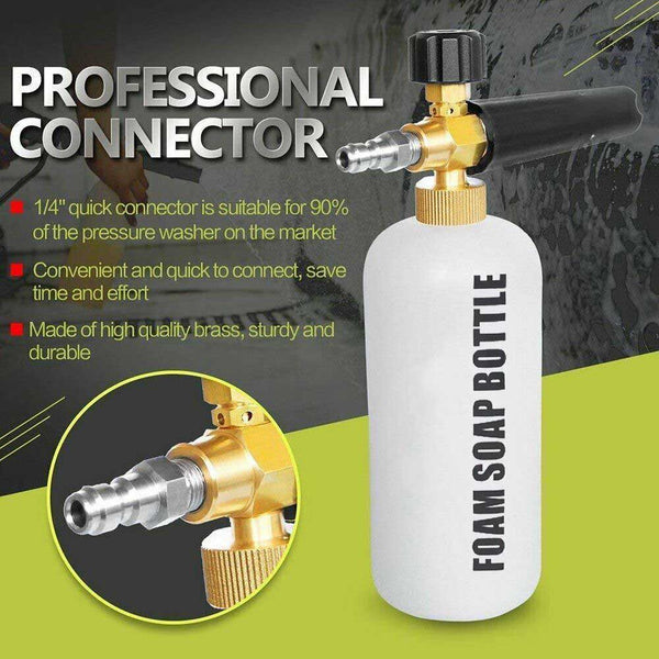 1/4" Pressure Snow Foam Washer Car Wash Soap Lance Cannon Sprayer Jet Bottle