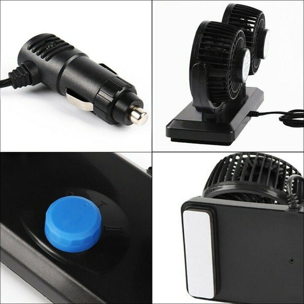 Dual Head Motor Car Truck Vehicle Fan 360 Degree Rotatable Auto Cooling Cooler