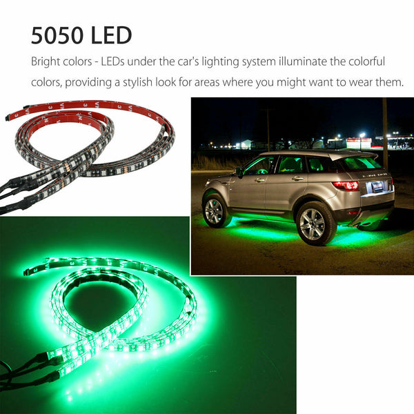 Color RGB LED Strip Under Car Tube bottom System Neon Voice Trigger Lights Kits
