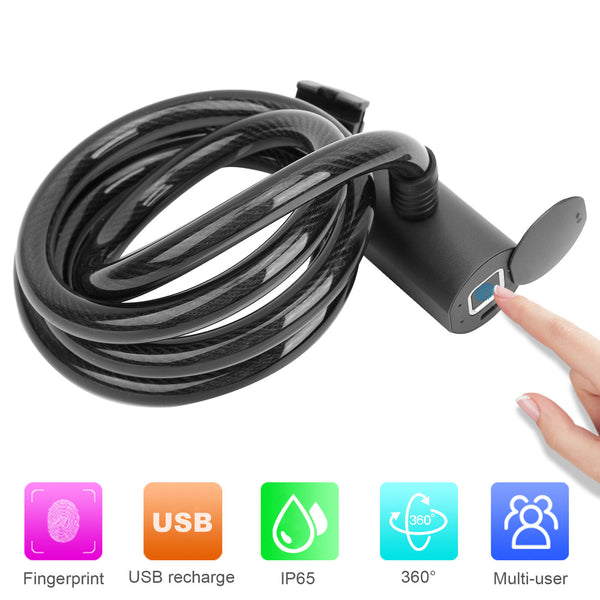 Bicycle Bluetooth Fingerprint Waterproof Phone APPs Smart Alarm Anti Theft Lock