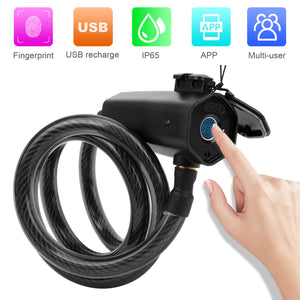 Bicycle Bluetooth Fingerprint Waterproof Phone APPs Smart Alarm Anti Theft Lock