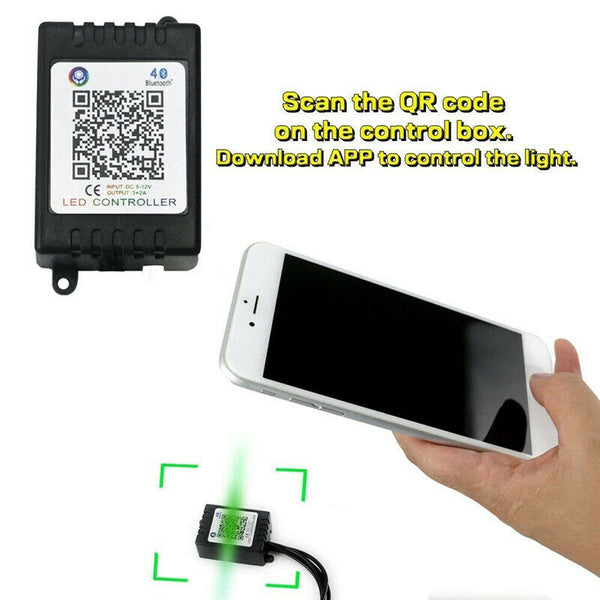 Car RGB LED Strip Underglow Under Glow Neon Light Kit App Apps Control Decor
