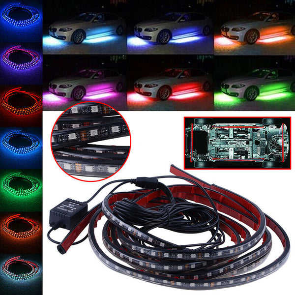 Car RGB LED Strip Underglow Under Glow Neon Light Kit App Apps Control Decor