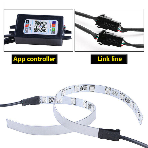 RGB LED Car Headlamp Headlight Projector Light Ring Smartphone App Apps Decor