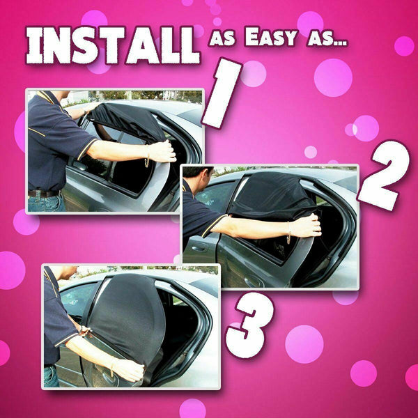 2 pairs Car Side Window UV Protection Sun Visor Shade Mesh Cover Shield Sunshade