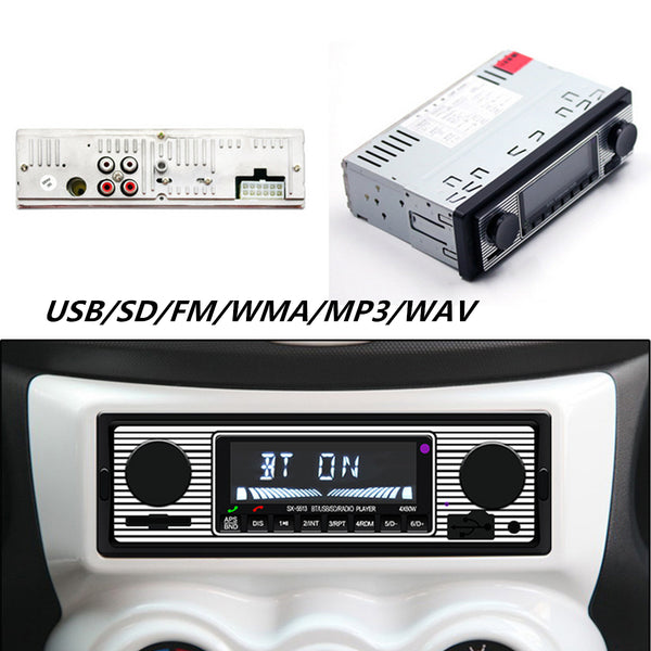 Car Stereo FM Retro radio 12V Player Bluetooth MP3 USB AUX WAV Audio In Dash FM