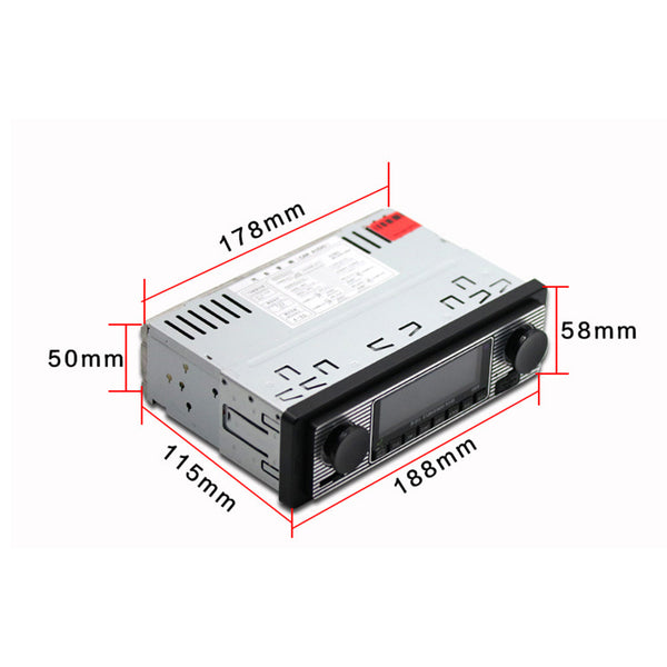 Car Stereo FM Retro radio 12V Player Bluetooth MP3 USB AUX WAV Audio In Dash FM