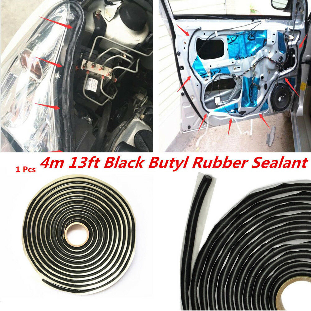 4M Black Butyl Rubber Sealant Car Door Windshield Headlight LED Reseal Strip