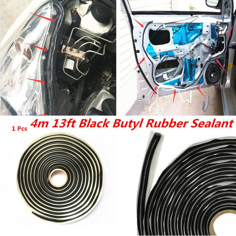 4M Black Butyl Rubber Sealant Car Door Windshield Headlight LED Reseal Strip