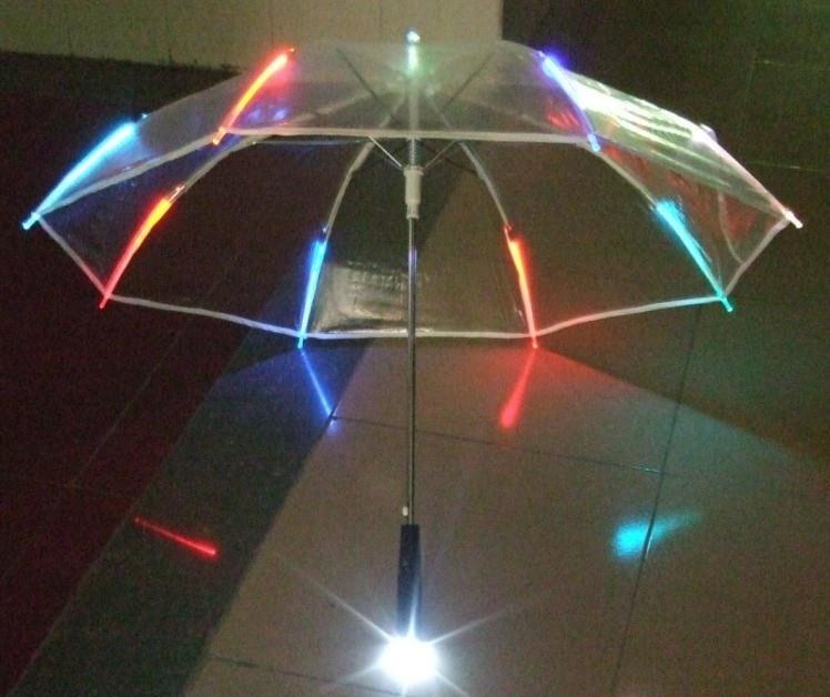 Transparent outdoor Light Up High Quality LED Flashing Colorful Transparent Umbrella with Flashlight