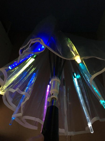 Transparent outdoor Light Up High Quality LED Flashing Colorful Transparent Umbrella with Flashlight