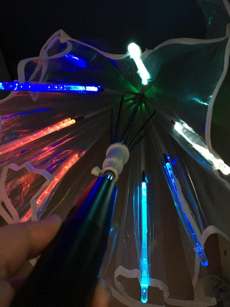 Transparent outdoor Light Up High Quality LED Flashing Colorful Transparent Umbrella with Flashlight