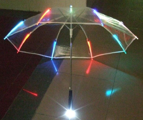 Transparent outdoor Light Up High Quality LED Flashing Colorful Transparent Umbrella with Flashlight