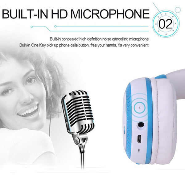 HiFi Stereo Bluetooth Earphone FM Radio Foldable Headphones Wireless MP3 Player