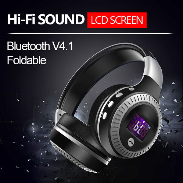 HiFi Stereo Bluetooth Earphone FM Radio Foldable Headphones Wireless MP3 Player