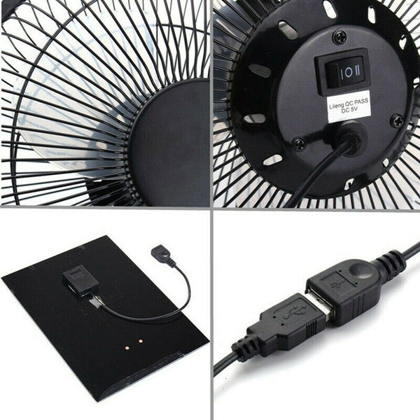 5.7'' USB 3W Solar Powered Panel Greenhouse Cooling Ventilation Ventilating Fan