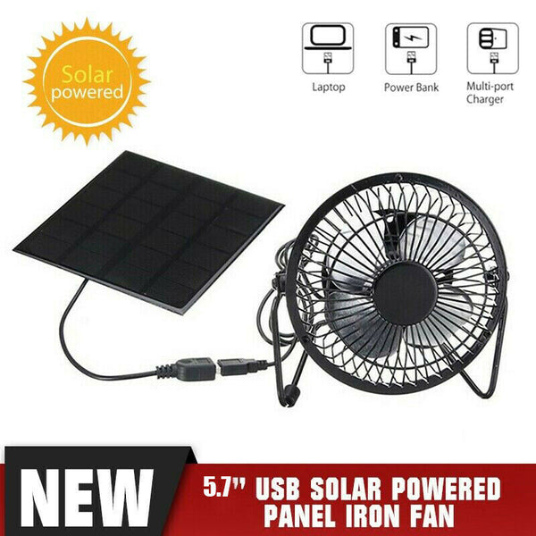 5.7'' USB 3W Solar Powered Panel Greenhouse Cooling Ventilation Ventilating Fan