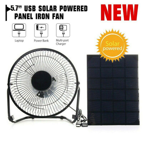 5.7'' USB 3W Solar Powered Panel Greenhouse Cooling Ventilation Ventilating Fan
