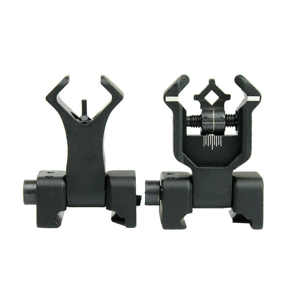 New Premium Flip up Front Rear Iron Sight Set Dual Diamond Aperture BUIS Black