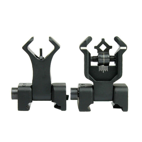 New Premium Flip up Front Rear Iron Sight Set Dual Diamond Aperture BUIS Black