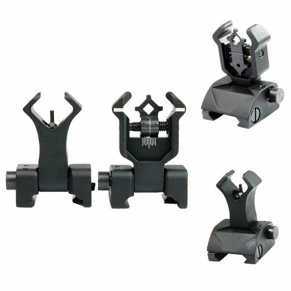 New Premium Flip up Front Rear Iron Sight Set Dual Diamond Aperture BUIS Black