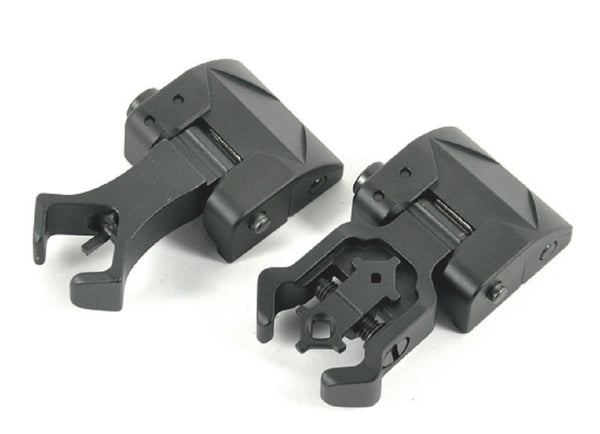 New Premium Flip up Front Rear Iron Sight Set Dual Diamond Aperture BUIS Black