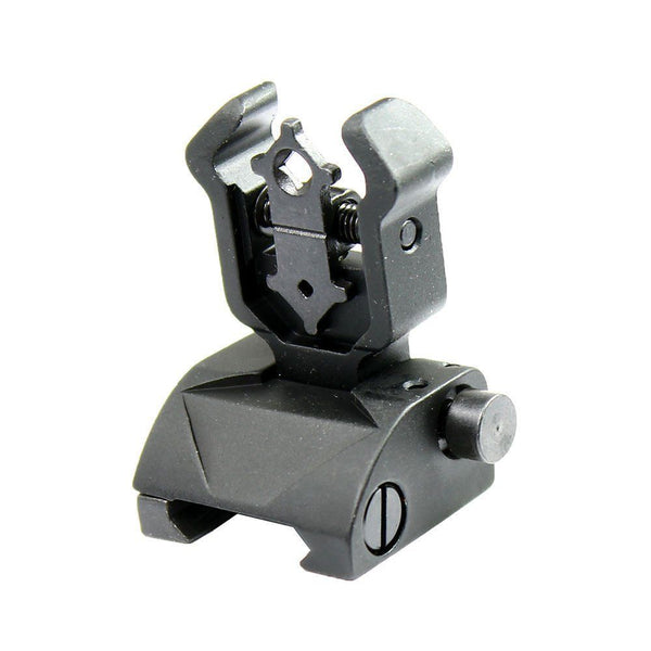 New Premium Flip up Front Rear Iron Sight Set Dual Diamond Aperture BUIS Black