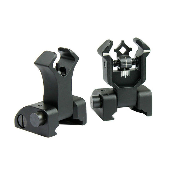 New Premium Flip up Front Rear Iron Sight Set Dual Diamond Aperture BUIS Black