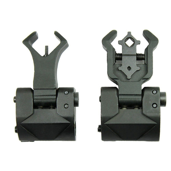 New Premium Flip up Front Rear Iron Sight Set Dual Diamond Aperture BUIS Black
