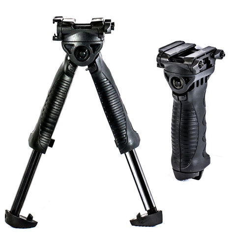 Tactical Bipod Grip Foldable Foregrip Swivel Rotating firearm Fits Picatinny Rail Rifle Mount