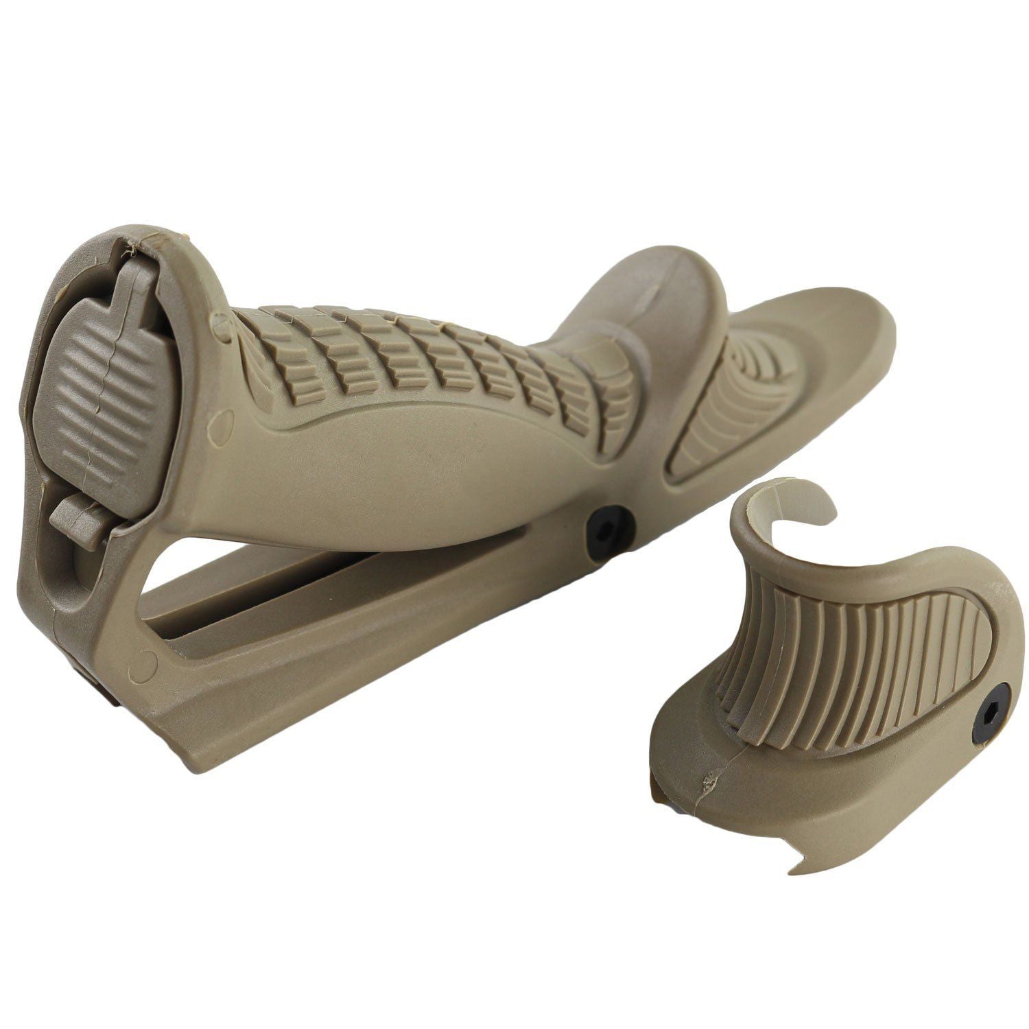 New Rifle Tactical Ergonomic Forward Point Angled Grip Thumb Lock Hand Stop Tan