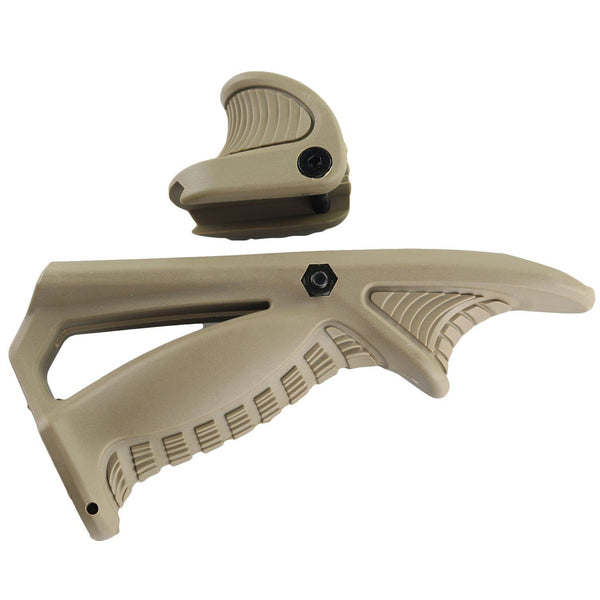 New Rifle Tactical Ergonomic Forward Point Angled Grip Thumb Lock Hand Stop Tan