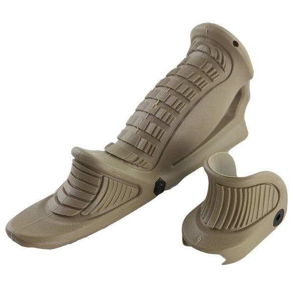 New Rifle Tactical Ergonomic Forward Point Angled Grip Thumb Lock Hand Stop Tan